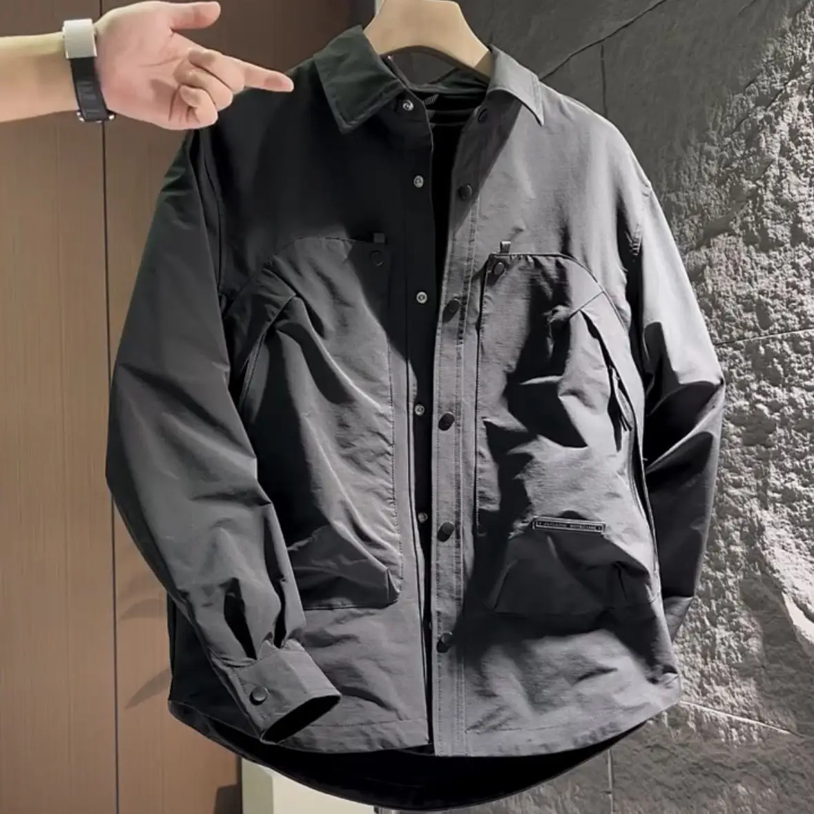 

Мужская повседневная рабочая куртка с отложным воротником, длинными рукавами, зимняя, модная, в этническом стиле, бренд Other