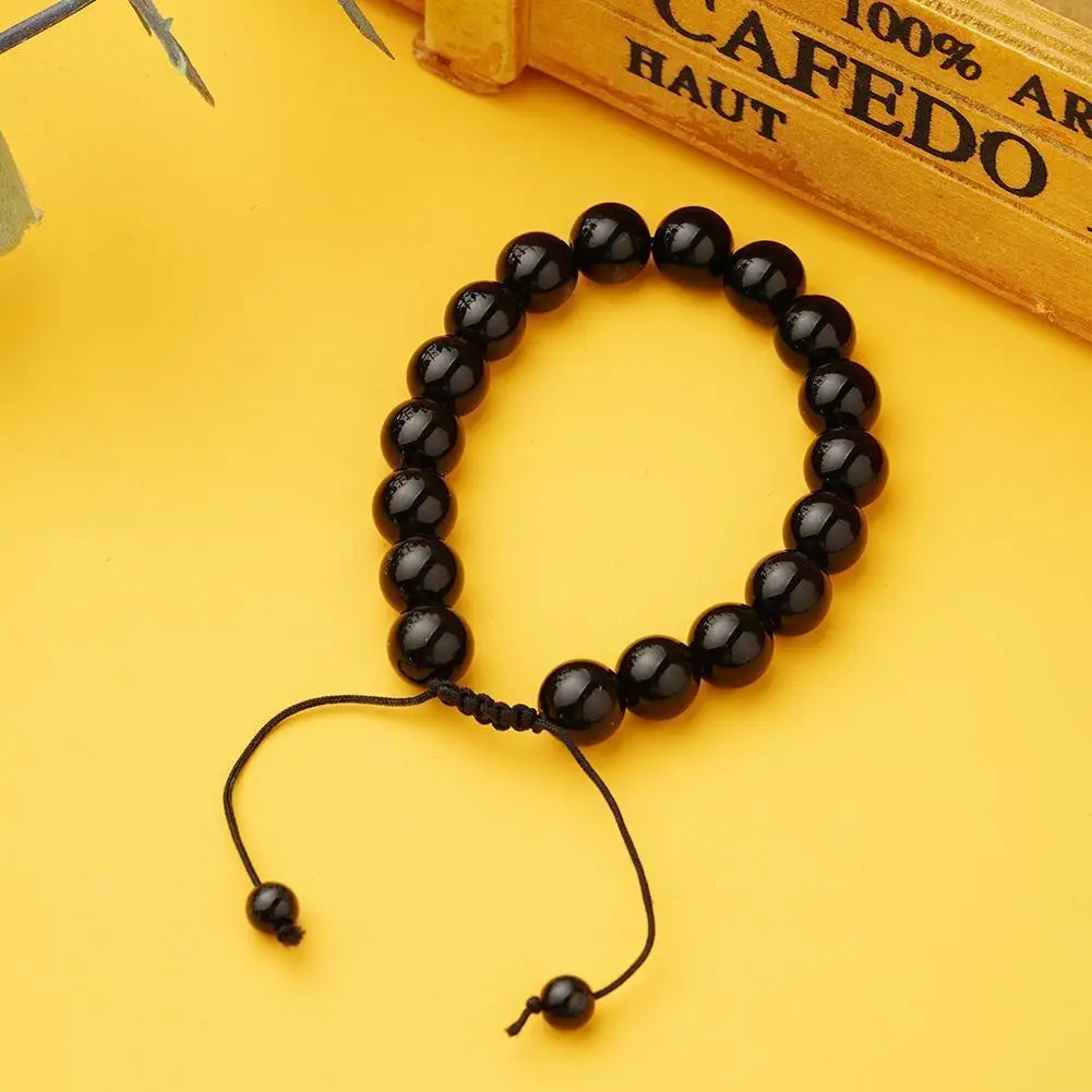 Fashion Round Obsidian Healthcare Bracelets Adjustable Black Natural Stone 10mm Bead Bracelet For Women Men Prayer Bracelet