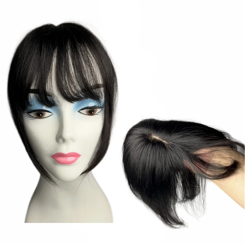 100% Human Hair Bangs Toppers Clip In Hairpieces With 3D Air Bangs Real Hair For Women Straight Fringe For Mild Thinning Hair