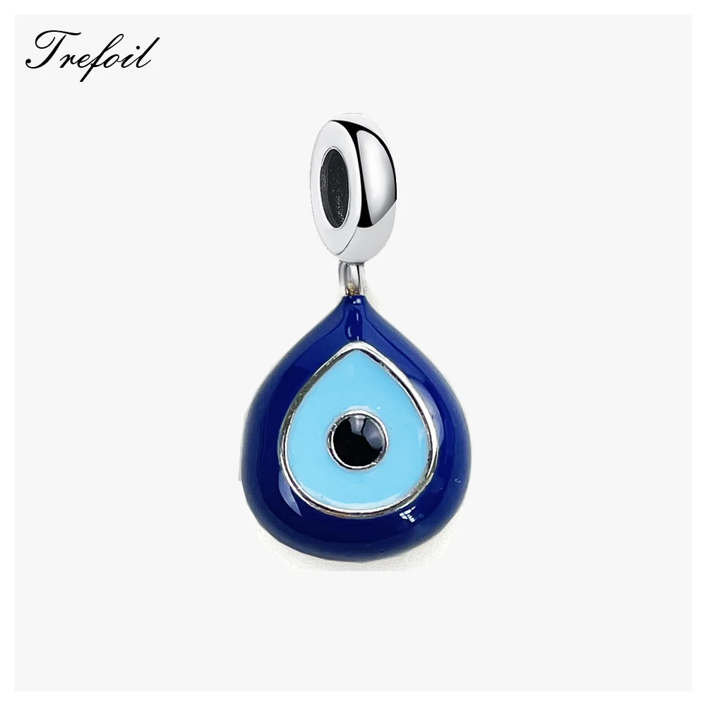 Dangle Charm Pendant Nazar Eye 925 Sterling Silver  Fine Jewelry Accessories Fit Bracelet Necklace Protection Gift For Woman Man