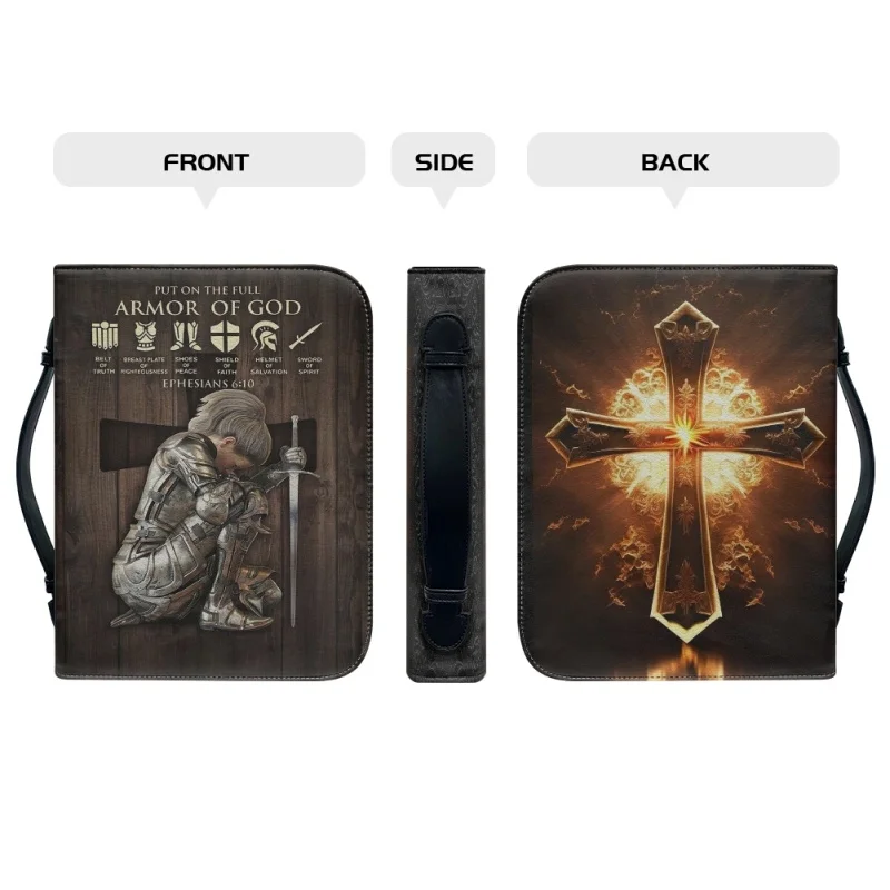 Ut On The Full Armor Of God funda con estampado ersonalizado, bolsos de PU, libro de estudio, cajas de almacenamiento para hombres y mujeres