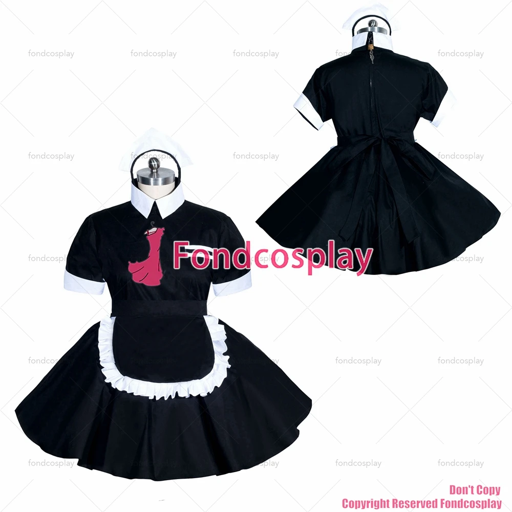 

fondcosplay adult sexy cross dressing sissy maid short French black Cotton lockable dress Uniform costume CD/TV[G3949]