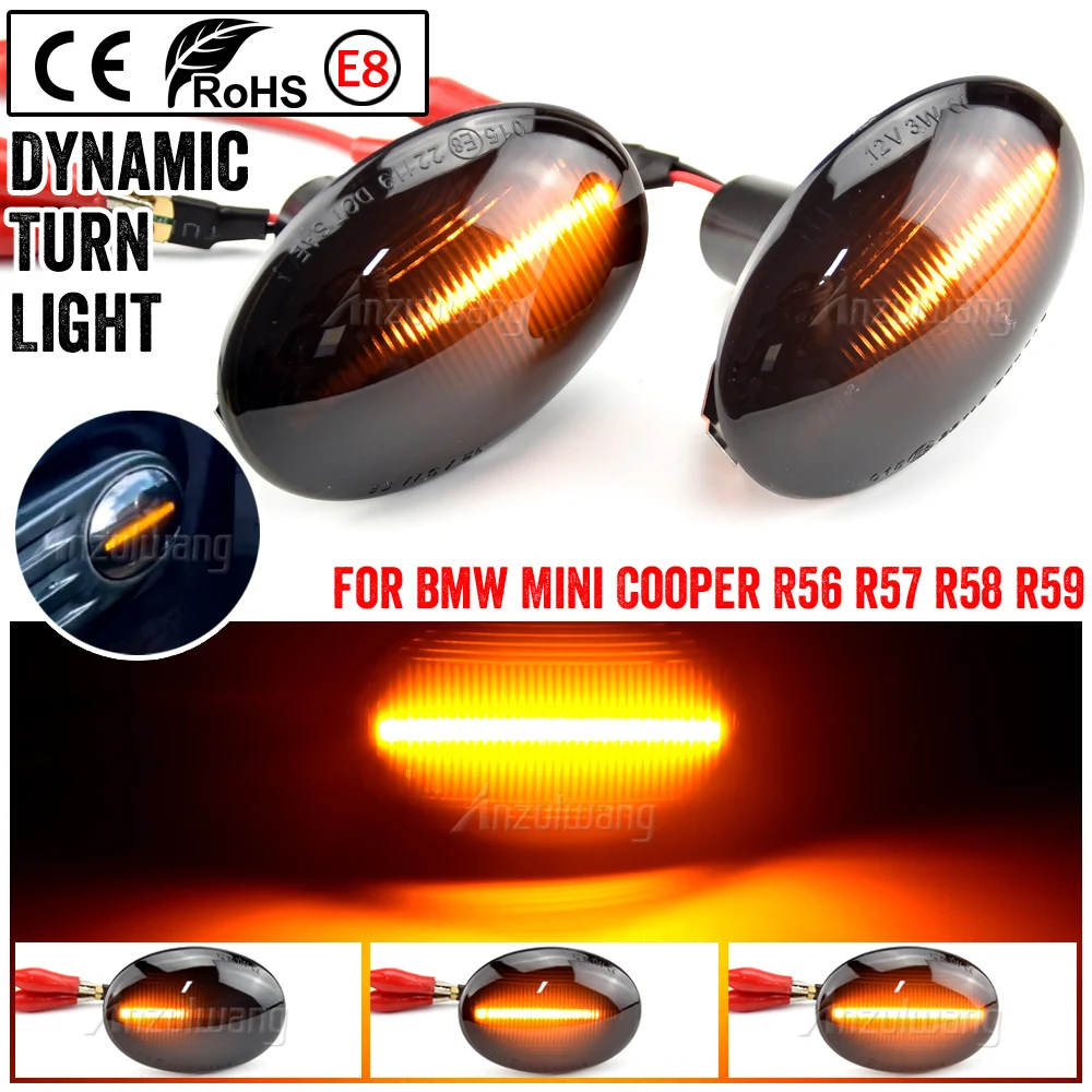 2x Sequential Side Marker Mirror Lamp LED Dynamic Turn Signal Light For MINI Cooper R55 R56 R57 R58 R59 CL-R56-LSM-SM 2007-2013