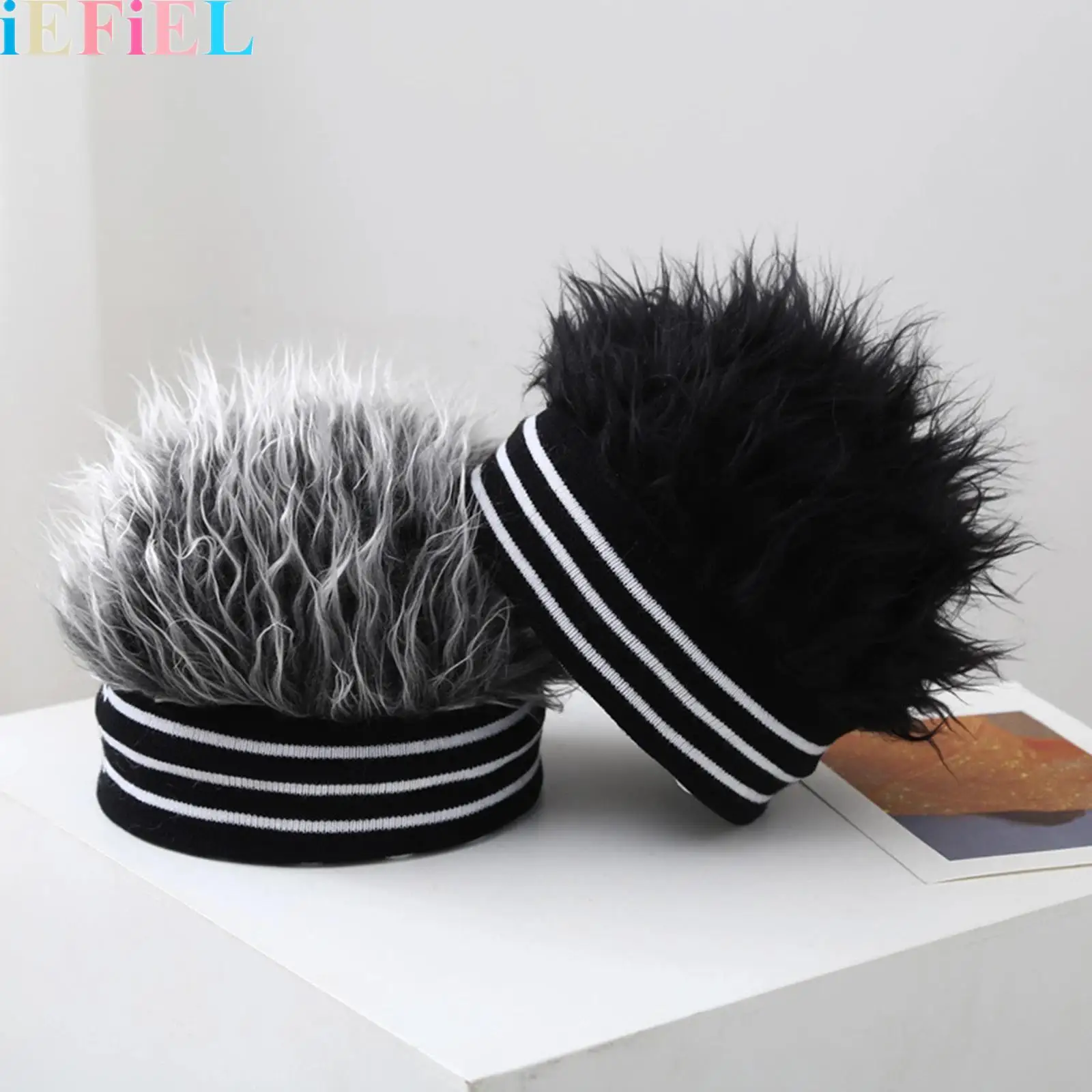 

Unisex Funny Beanie Hat with Spiked Hair Wig And Hat In One Headgear Skull Hat Landlord Cap Streetwear