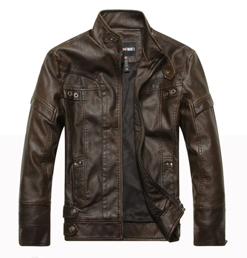 Men Coat Winter Fashion New Biker Leather Jacket Mens Fleece Motorcycle PU Leather Jacket Fleece Pu Overcoat 2024