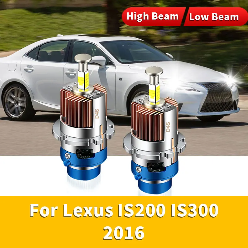 2Pcs For Lexus IS200 IS300 2016 LED Canbus Headlights HID Plug & Play High Low Beam Light Lamp Four-sided CSP Chip Car Bulbs