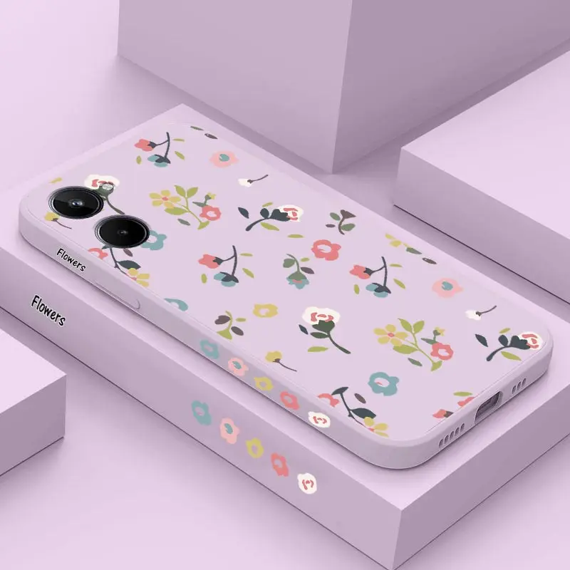 Scatter Flowers Silicone Phone Case For Realme 10 9 10T 7 10 Pro Plus 9 Pro 10 Pro 8 Pro 7Pro 8 8i 9i 7i 6 C35 C31 C25 C20 Cover