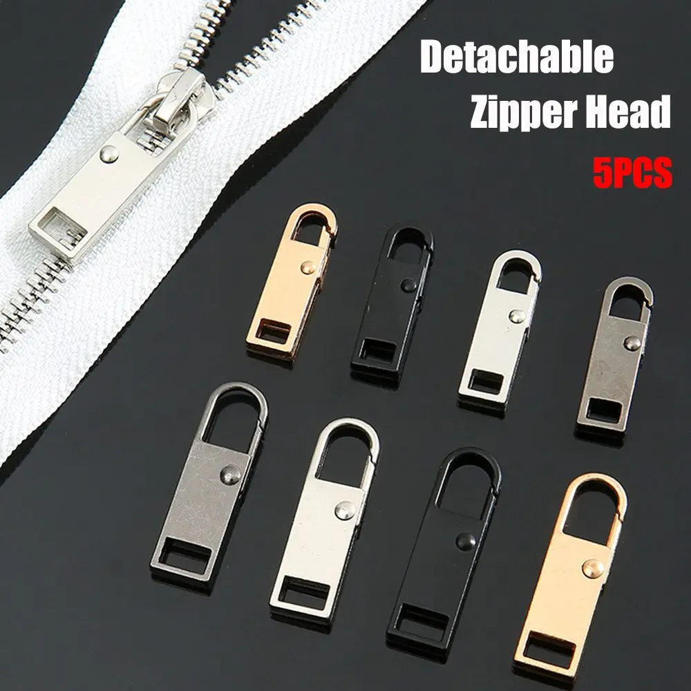 5pcs Detachable Metal Zipper Head Zipper Pull Instant Zipper Repair Kit Replacement For Broken Buckle Travel Bag