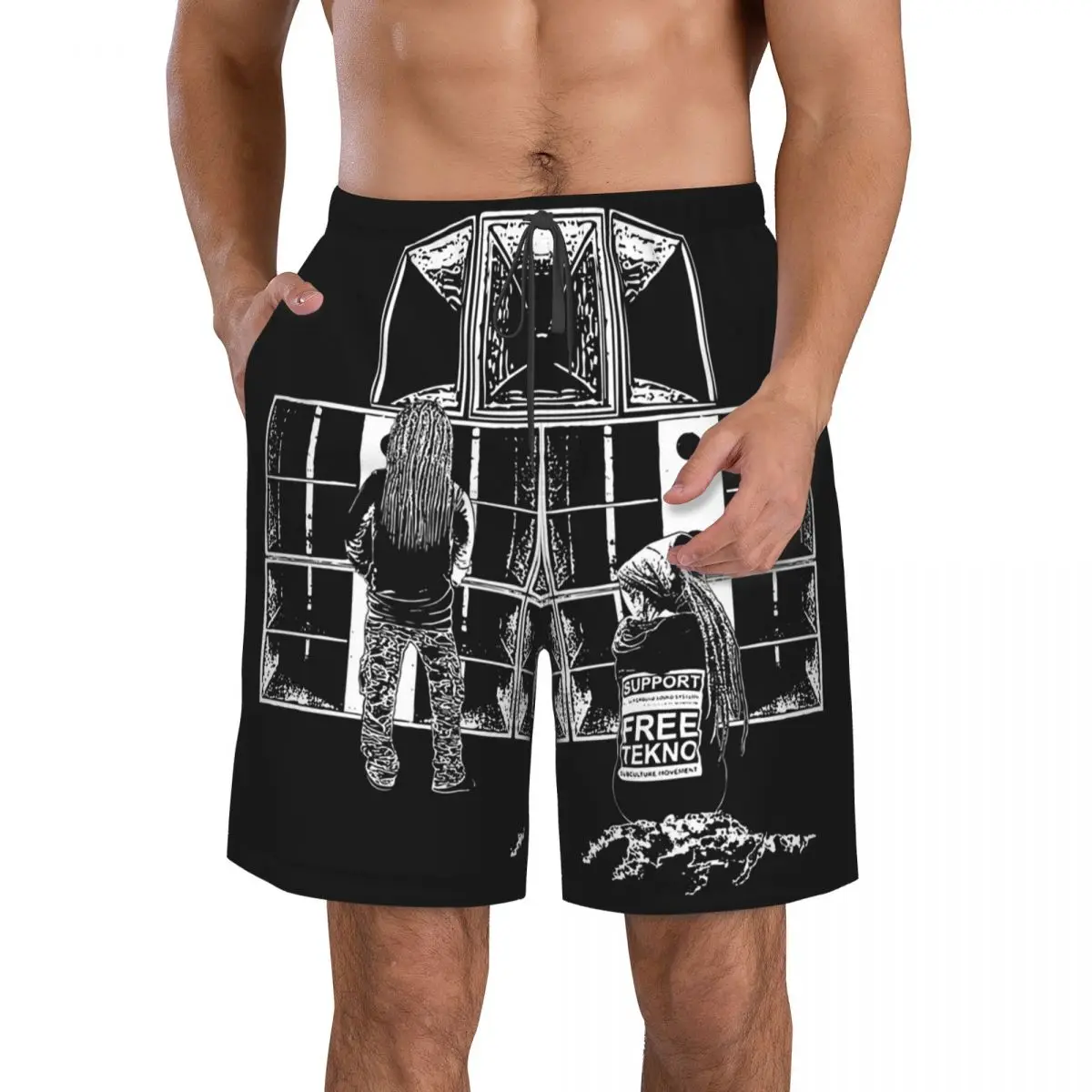 23FA121 - Celana Pendek Pantai Tekno 23 M Trunks Kasual Cepat Kering untuk Berenang Musim Panas Pria