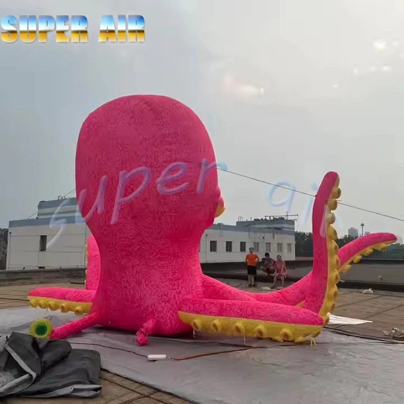 Decorazione esterna popolare gigante da 4 mH per modello di polpo gonfiabile rosa animale gonfiabile per feste