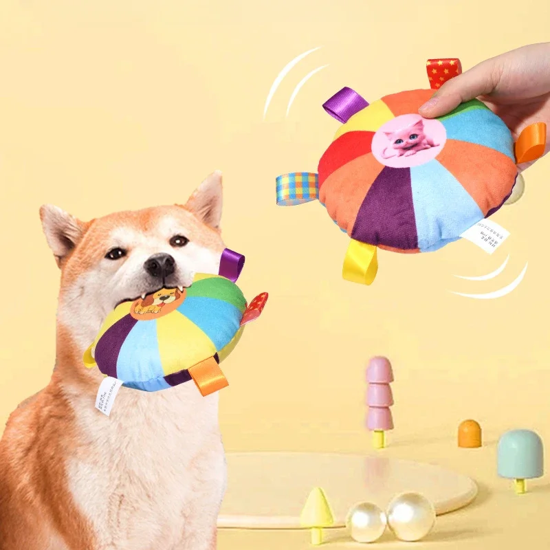 Dog Flying Toys Plush Vocal Interactive Puppy Flying Teething Bite Resistant Pet Interactive Toys Practice Training Dedicated