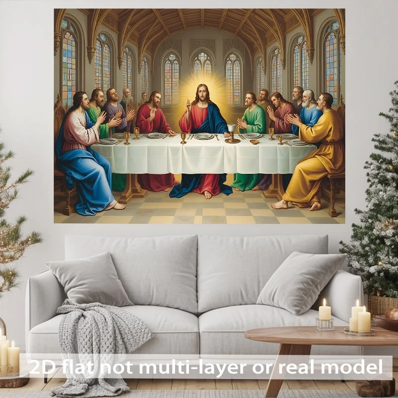 VIKAMA The Last Supper Tapestry, Classic Painting Wall Hanging, Wedding Party Backdrop, Home Decor Banner