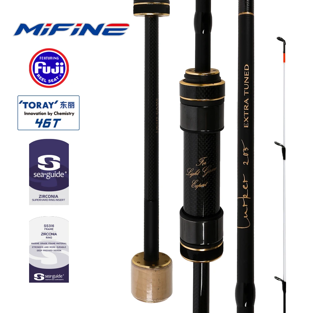 MIFINE LURKER Tubular&Solid Tip Spinning Rod XUL/UL/L TORAY 46T Length 1.85M/1.93M/1.96M Perch Bass Fishing Freshwater Saltwater