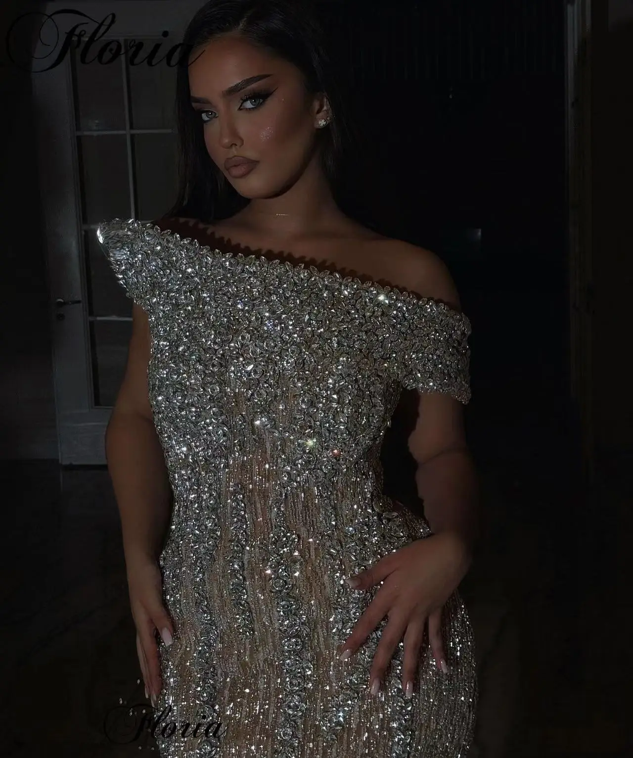 Shiny Crystals Prom Dresses Mermaid Strapless Elegant Evening Dresses Strapless Celebrity Dresses Vestidos De Noche Custom