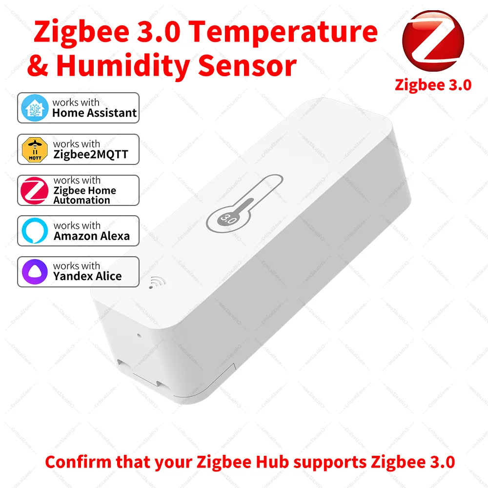 Zigbee 3.0 Temperature and Humidity Sensor Zigbee Hub Required