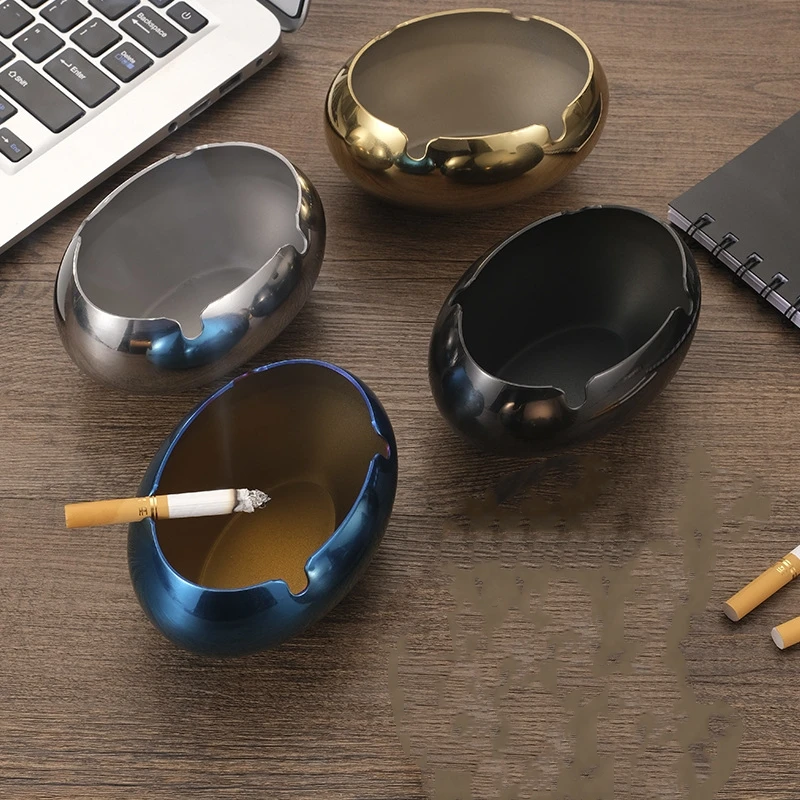 

Round Shaped Stainless Steel Ashtray, Cigarettes Ash Holder for Home, Bedroom, Office, Decorative Tabletop