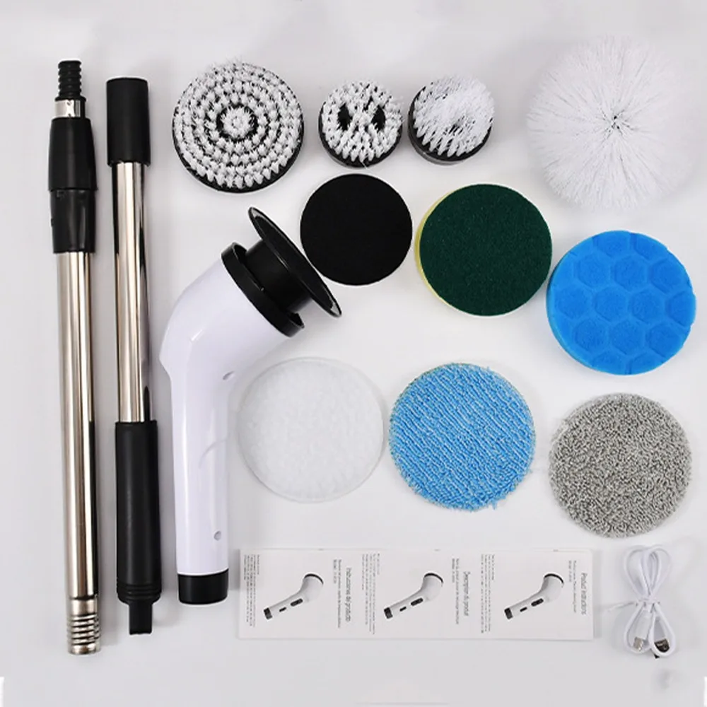 

9-in-1 Electric Cleaning Brush Rechargeable Wireless Rotation Cleaning Machine Long Handle Multifunctional