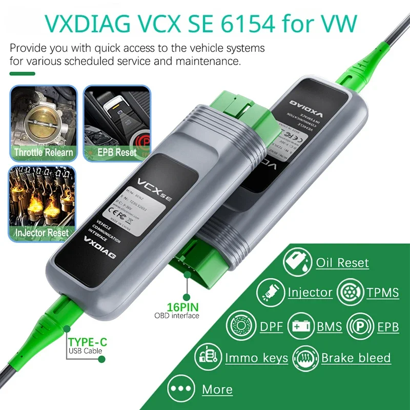 

VXDIAG VCX SE 6154 Doip for VW Audi Replace VNCI 6154 OBD2 Diagnostic Scanner 6154A ECU Coding J2534 Programming Service