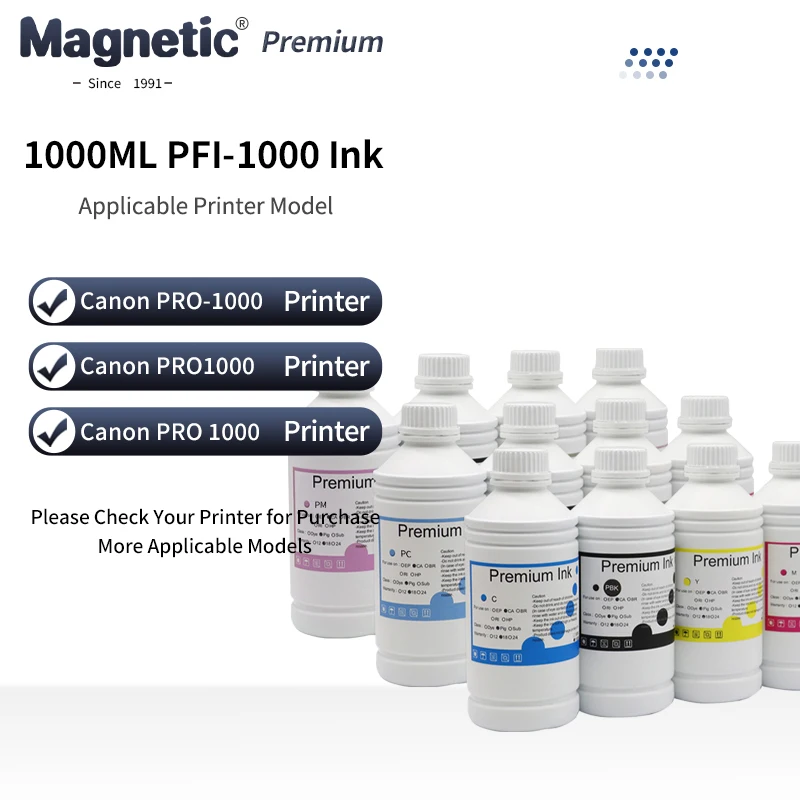 

1000ML Pigment Ink PFI-1000 PFI1000 Refill ink for Canon image PROGRAF PRO-1000 PRO1000 PRO 1000 Printer Pigment Ink 12Color
