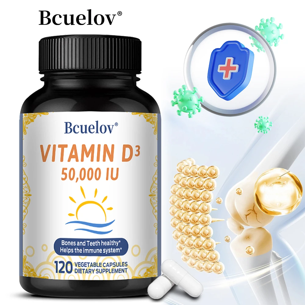 

High Potency Vitamin D3 50000 IU - Helps Muscle Nerve Health Support Bone Density Teeth and Skin Heart Health, Immune Support