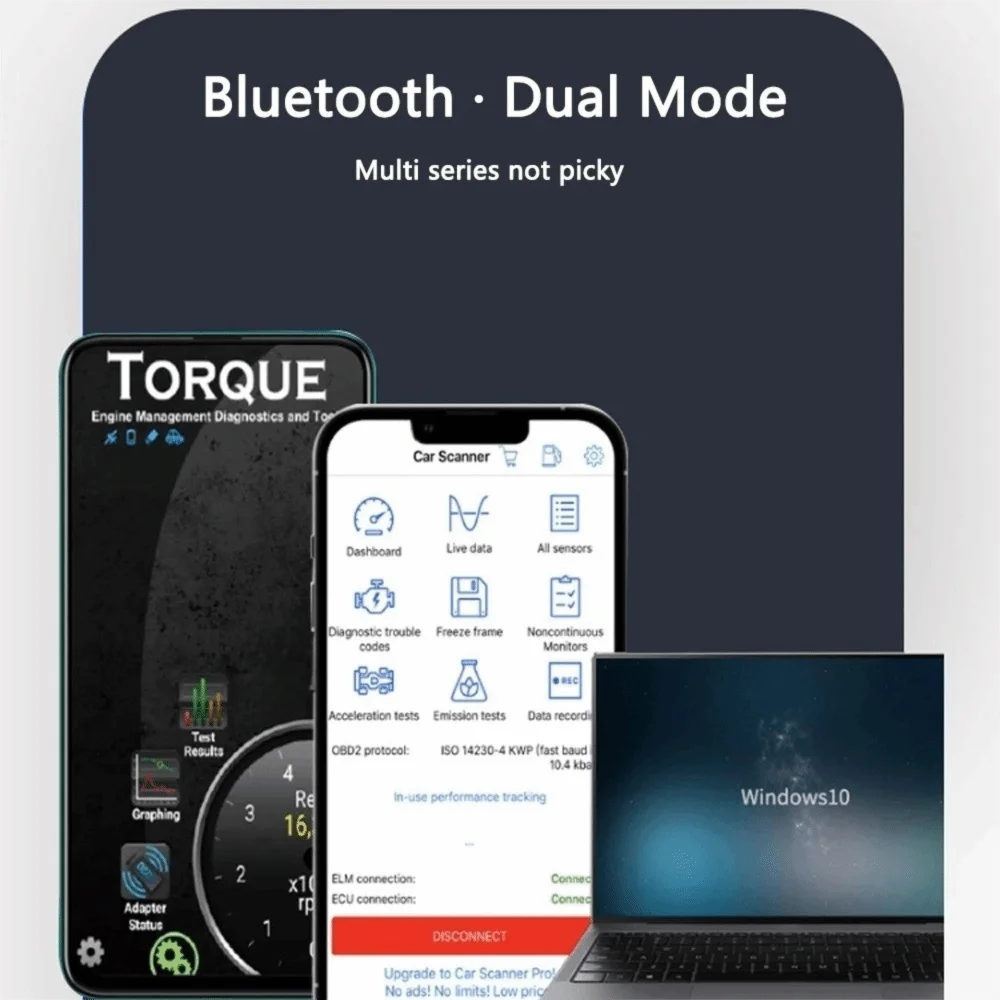 Windows V1.5 Bluetooth OBD2 Scanner Mini Wireless Automotive Fault Detection Instrument OBD2 Code Reader Car