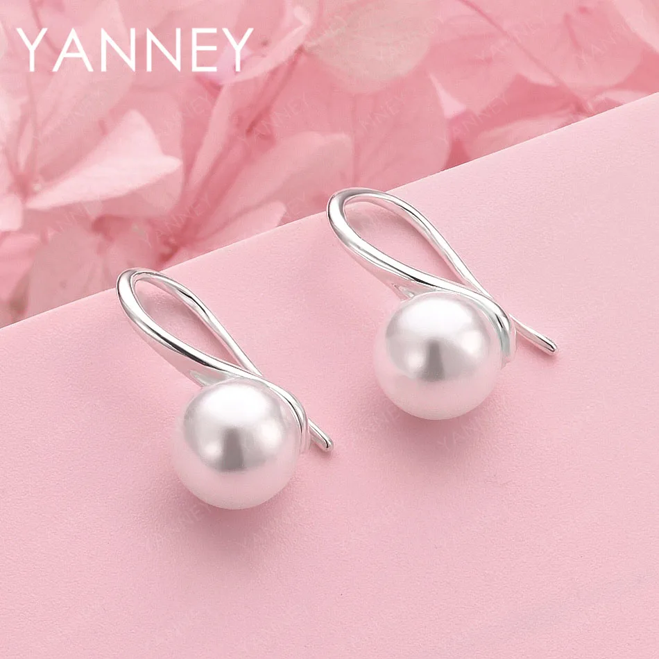 

Exquisite 925 Sterling Silver Pearl Earrings for Women, Fashion Accessories, Wedding Gifts, Jewelry