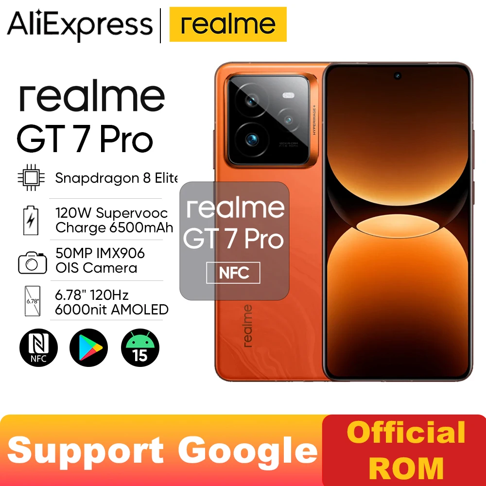 Official ROM Unlocked Realme GT7 Pro 6500mAh 120W Supervooc Snapdragon 8 Elite 6.78 Inch AMOLED 50MP Sony IMX906 GT 7 Pro