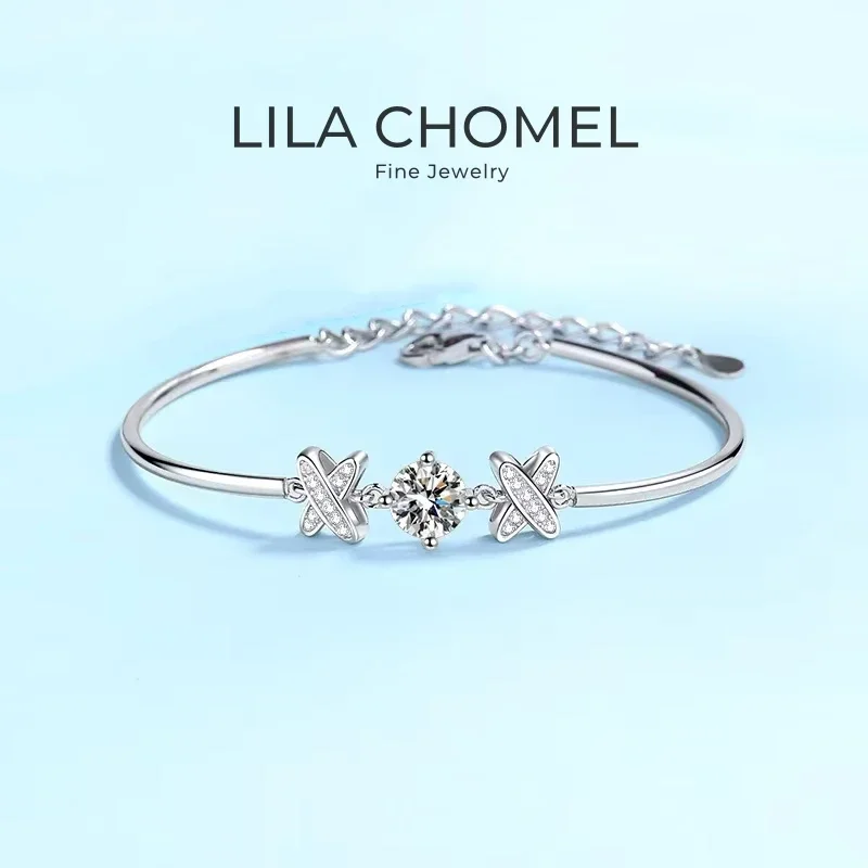 

Daughter Birthday Gift 18K White Gold Bracelets 1CT Moissanite Diamond Girlfriend Valentine's Day Women PT950 Platinum Wedding