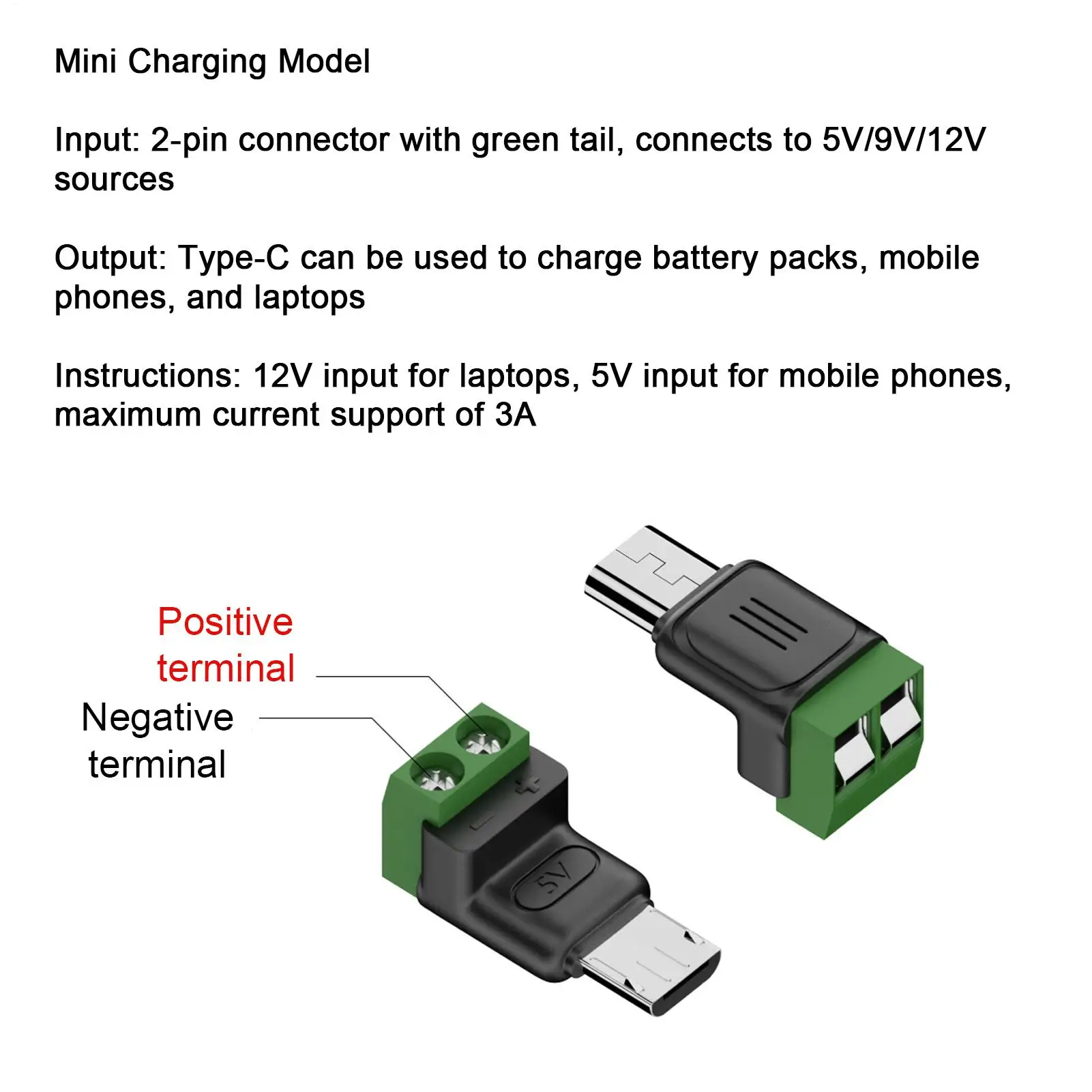 

Адаптер типа C, 2-контактный клеммный блок, беспаечные разъемы типа C для промышленного научного ремонта, зарядки мобильных телефонов