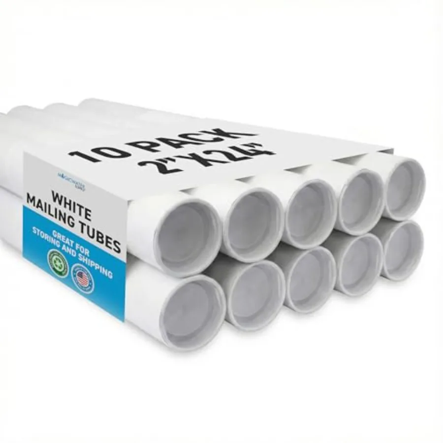 

Тубус для почтовых отправлений белый, 0,4 x 4 дюйма - для перевозки и хранения плакатов, произведений искусства, поделок и документов