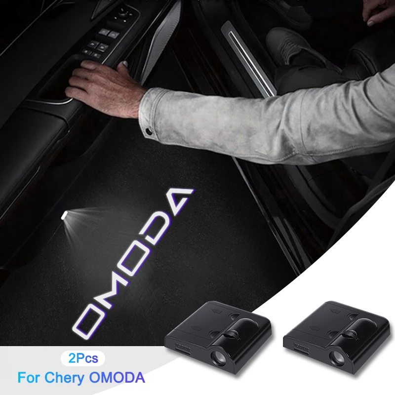 2Pcs Car Welcome Lamp Car Angel Wings Car Door LED HD Welcome Decorative Light For Chery Omoda C5 5 FX 7 8 Pro Plus Accessories