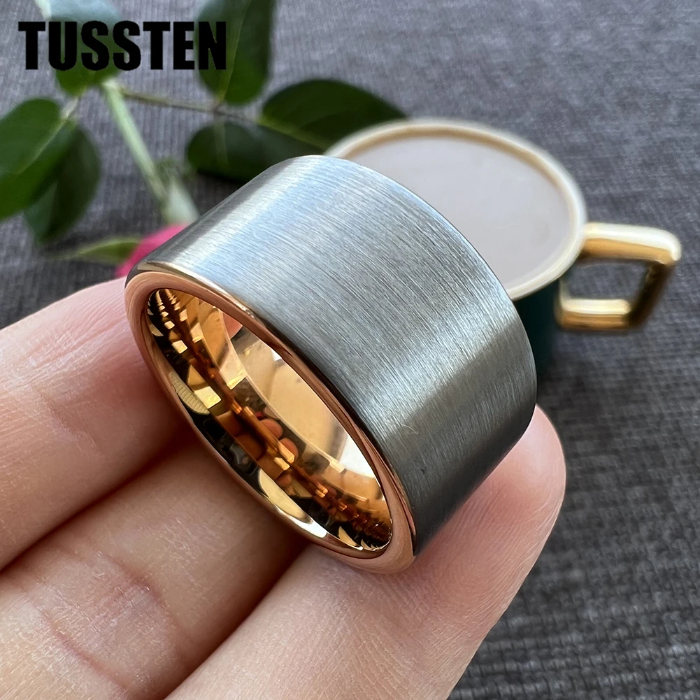 Dropshipping TUSSTEN 4/6/8/10/12MM Super Men Ring Women Black Tungsten Wedding Band Pipe Cut Brush Finish Comfort Fit