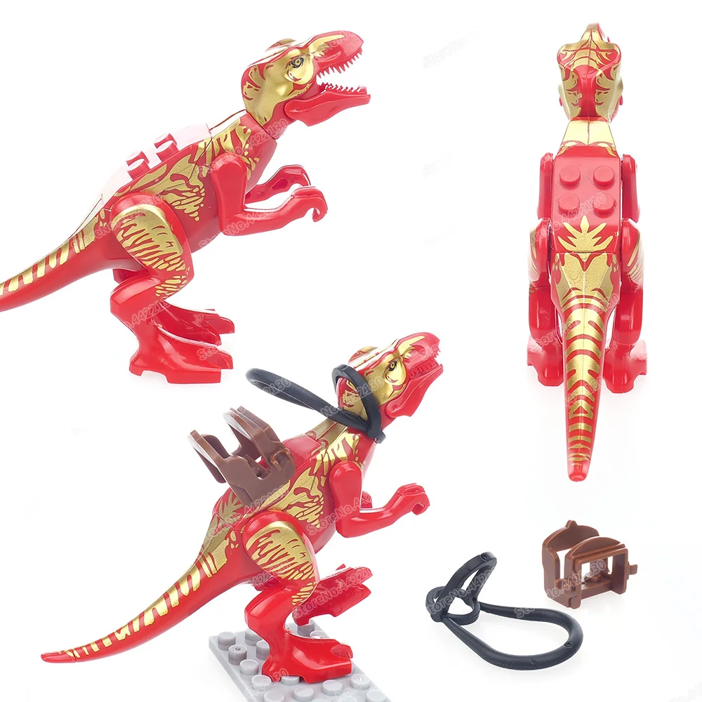 Red Tyrannosaurus Knight Set Building Block Moc Figures Training War Dragon World War Assemble Scenes Model Child Gifts Boy Toys