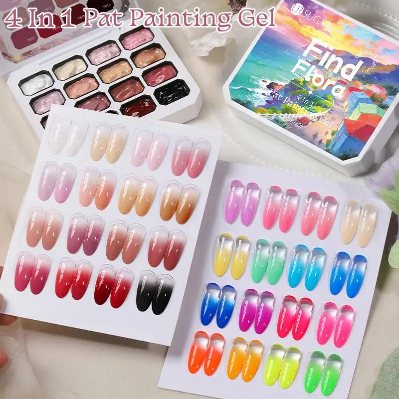 

16 Colors Nail Gel Easy Gradient Painting for Manicure with Mini Art Tools for Women