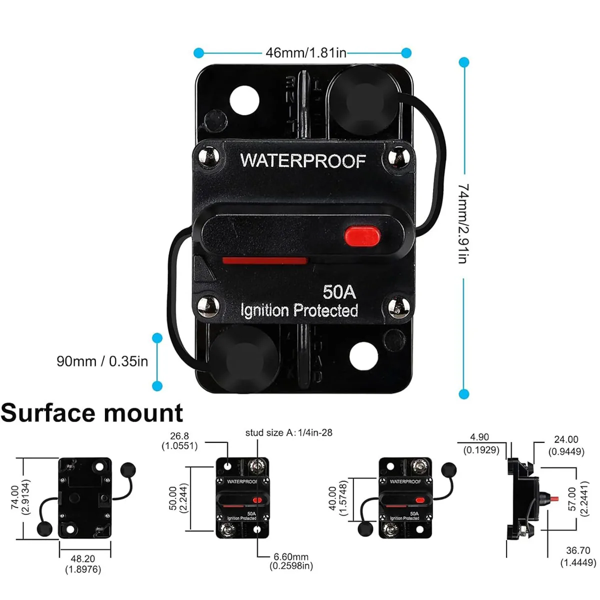 200 Amp Circuit Breaker with Manual Reset for Car Marine Motors Boat ATV Manual Power Protect for Audio System Fuse, 12V-48VDC