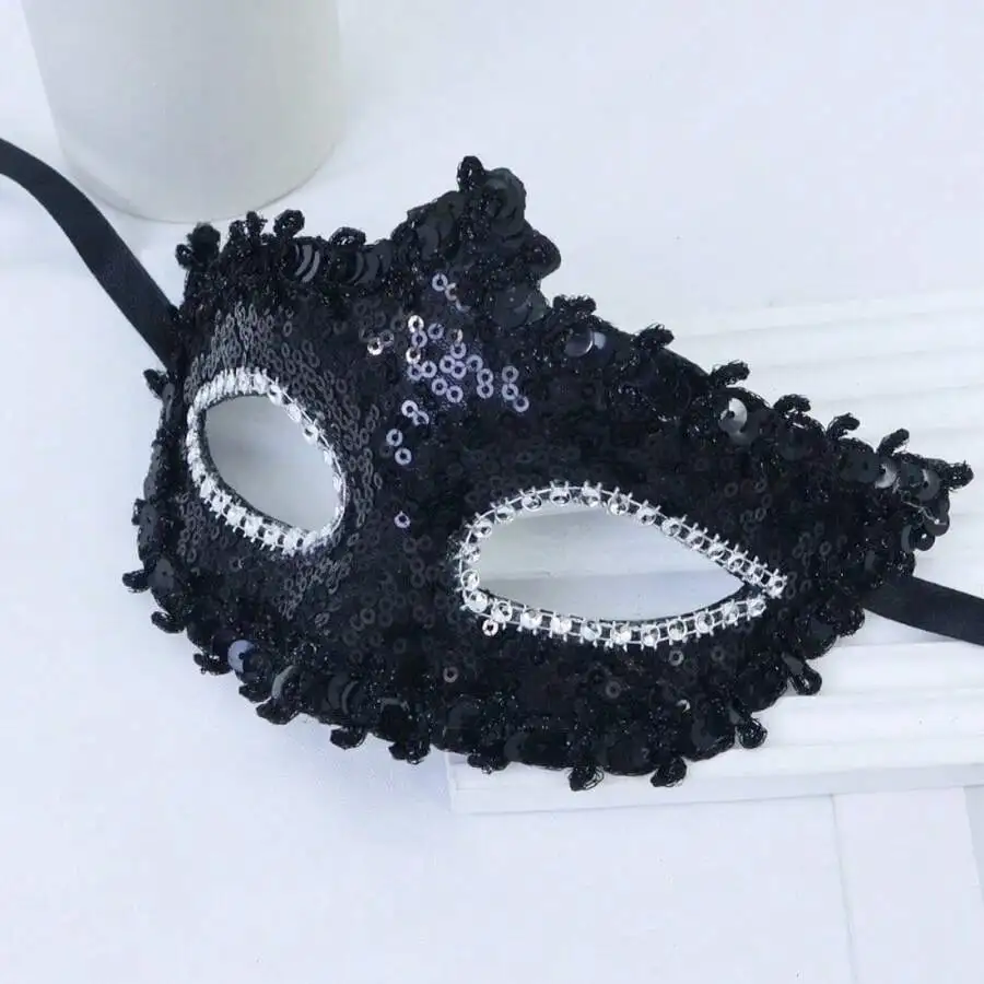 

Black Sequin Half Face Mask For Costume Party Evening Dress Up