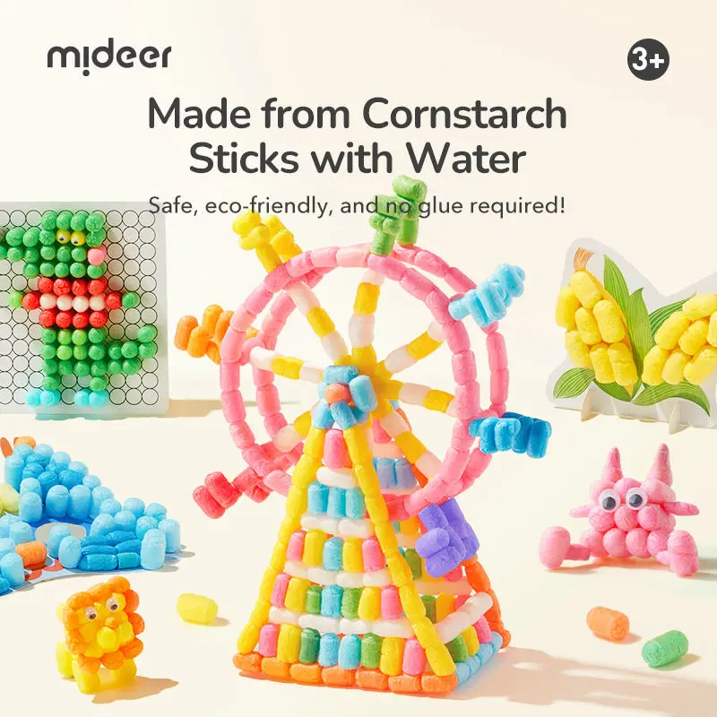 Mideer 300+/1000+ кукурузный мозаичный блок, волшебные кукурузные зерна, креативный коллаж, креативные игрушки ручной работы для детей 3 лет +