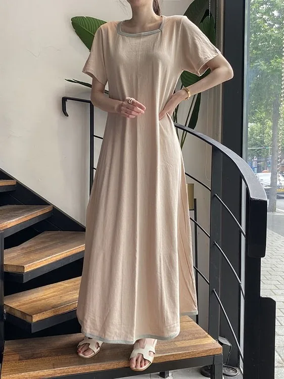 

Chic Color Slim Fit ort Sve Dr Women's Holiday Long Dr Spring Summer Draped Mid-Length Skirt for Women