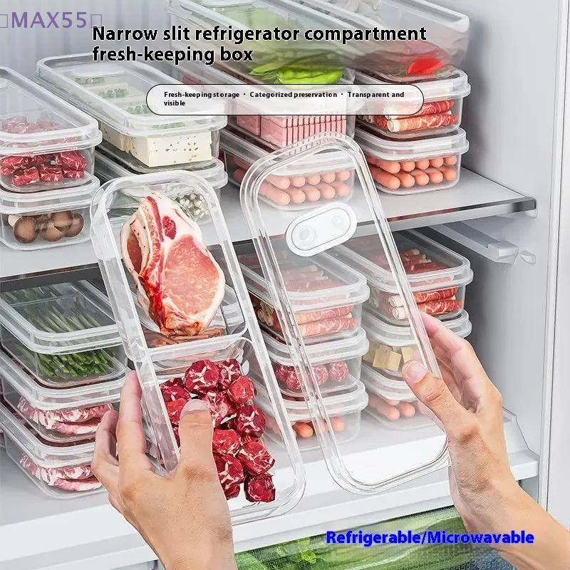 【MAX-55】1/3PCS 2/3/6 Grids Refrigerator Storage Boxes With Holes Scallions Meat Fresh Box Food Container Cold Storage