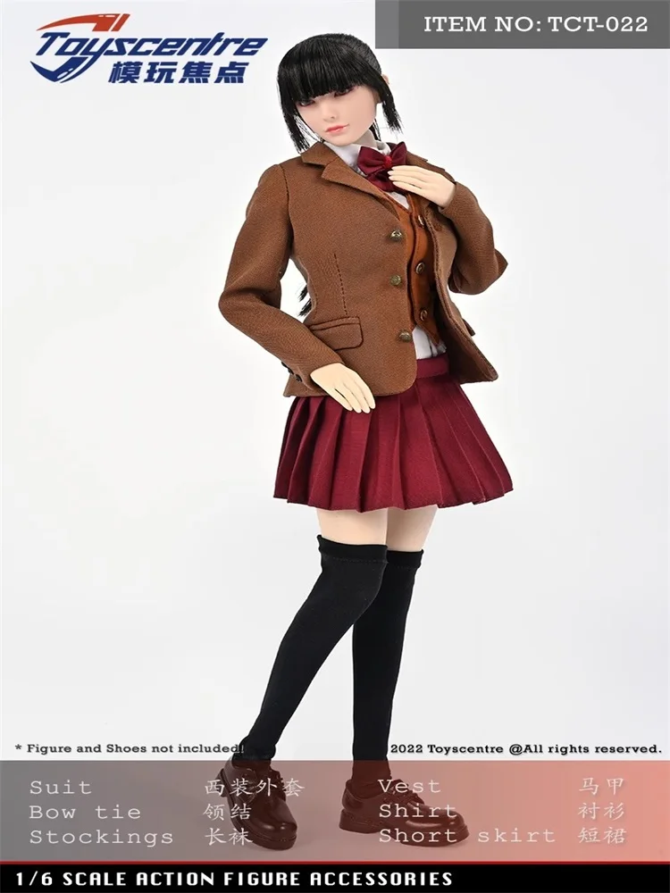 Toys Sentre TCT-022 1/6 Female JK Uniform Suit Jacket Shirt Pleated Skirt Clothes Set Model Fit 12'' Action Figure In Stock