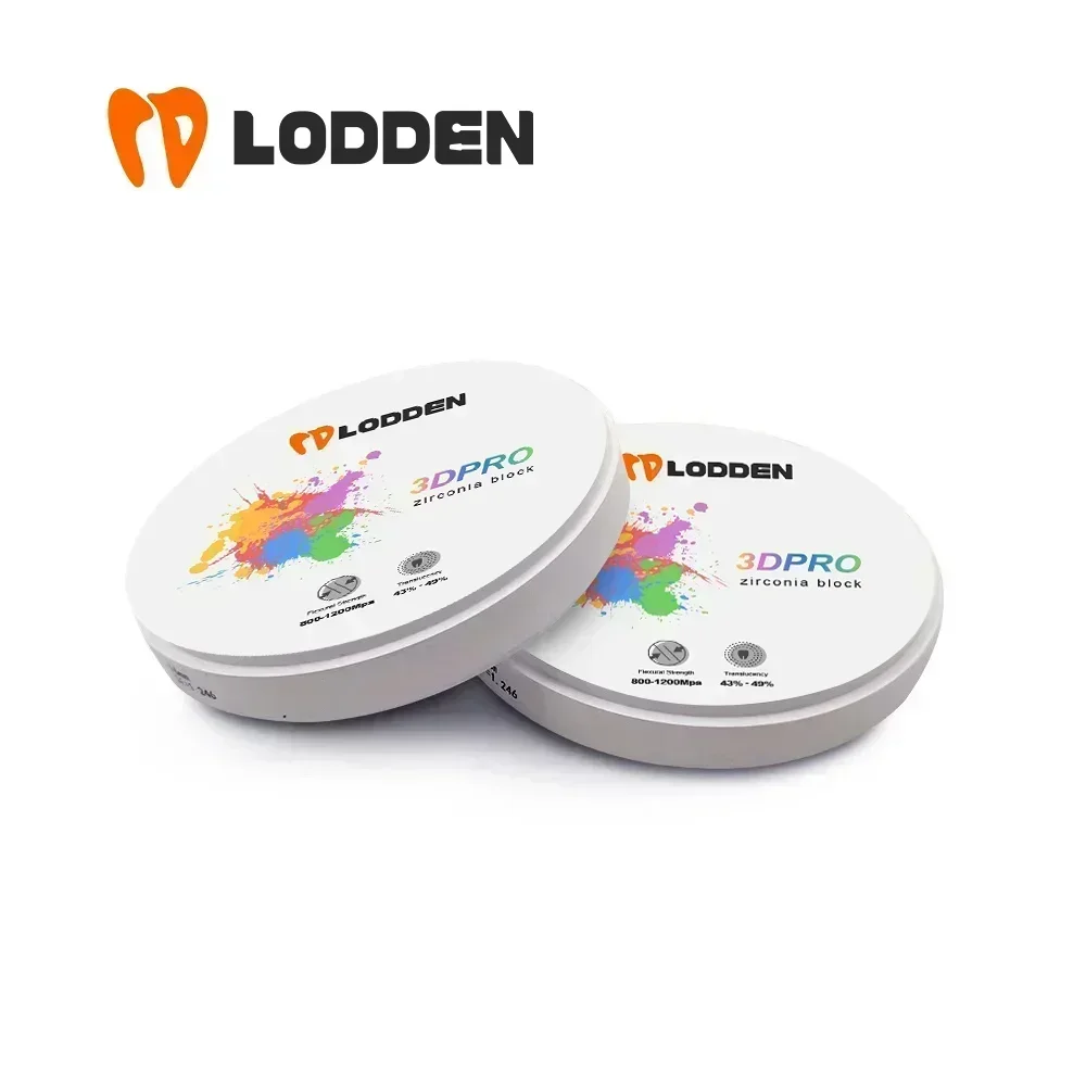 LODDEN Dental Lab 3D Pro Zirconia Wielowarstwowe bloki 98mm CAD CAM Materiały do protez Wytrzymałość 800Mpa-1200Mpa VITA16 i BL1-BL4