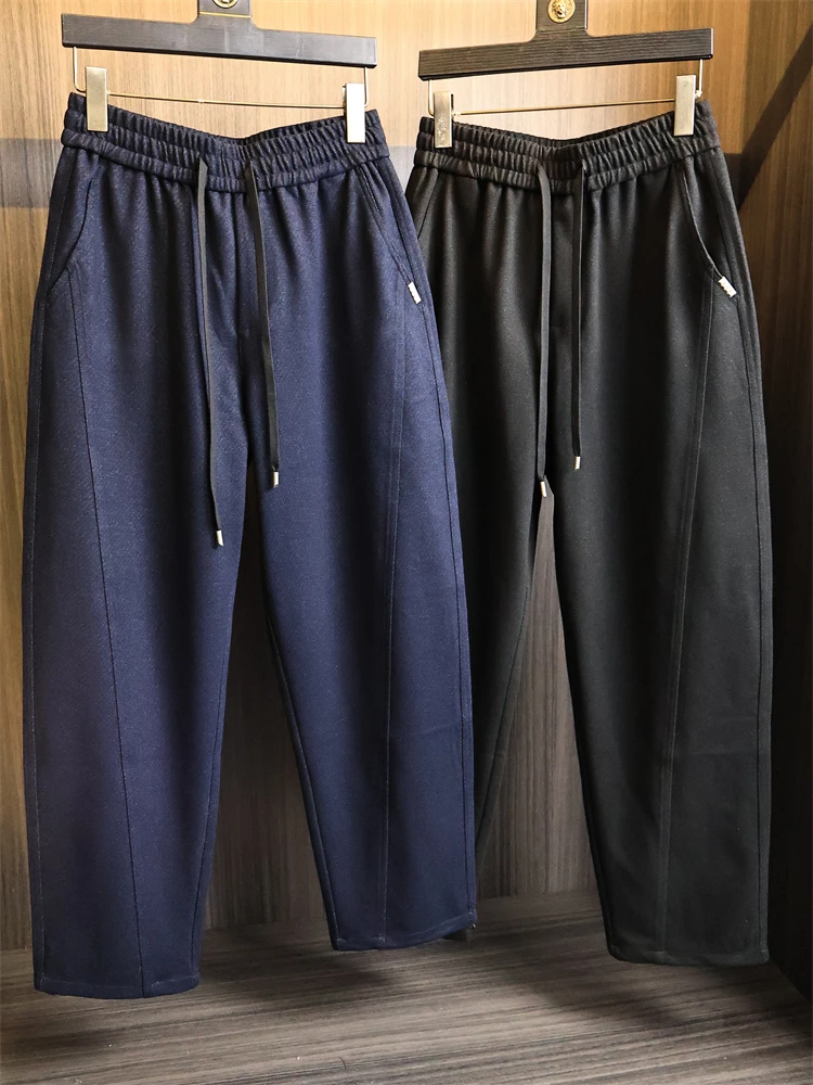 

Прямые повседневные брюки с высокой талией, мужские осенние модные мягкие, приятные для кожи широкие брюки с деталями ножа