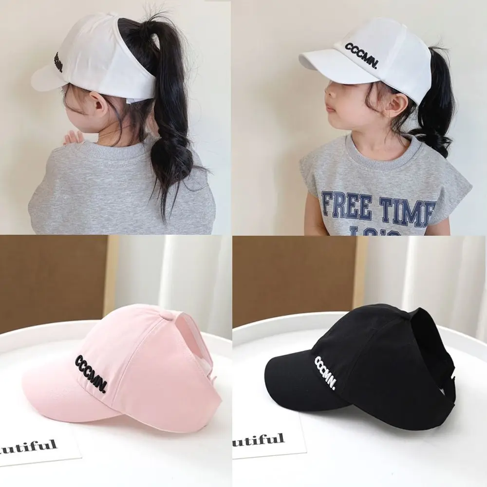 Gorra de béisbol de algodón para niños, protector solar de viaje, sombrero de cola de caballo transpirable, gorra de aire superior para niños y bebés