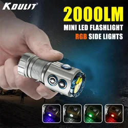 Ultra-bright Mini LED Flashlight Rechargeable EDC Keychain Light Portable RGB Side Lamp with Magnet Cilip Outdoor Tactical Torch