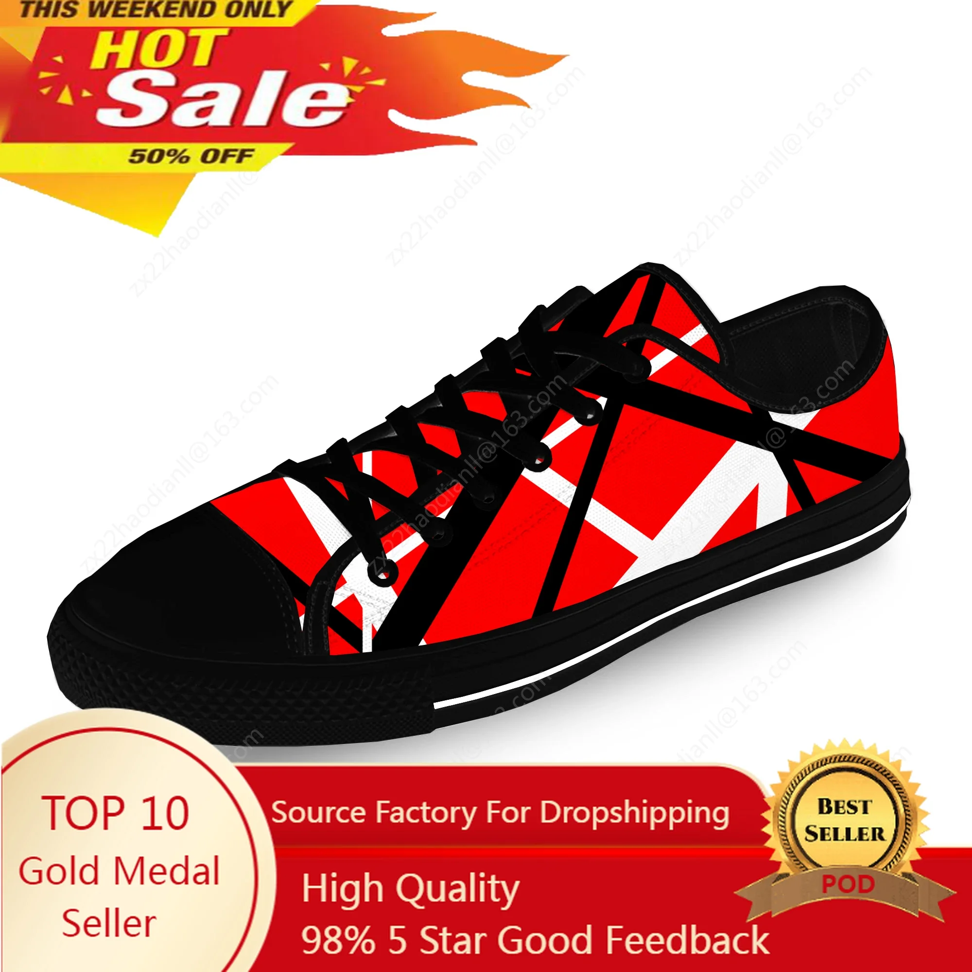 

Van EVH 5150 Halen Low Top Sneaker Men Women Teenager Canvas High Quality Sneaker Casual Custom Made Shoes Customize DIY Shoe