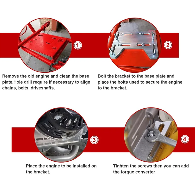 AASS-Pelat Braket Adaptor Dapat Disesuaikan Dudukan Mesin Motor untuk Sepeda Mini Go Kart 79Cc 97Cc 100Cc untuk Mesin 4 Tak Kecil