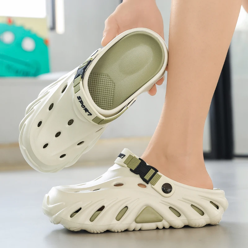 Sommer-Clogs für Herren, rutschfeste, atmungsaktive Outdoor-Strandschuhe, modische, weichsohlige Freizeitschuhe für Herren