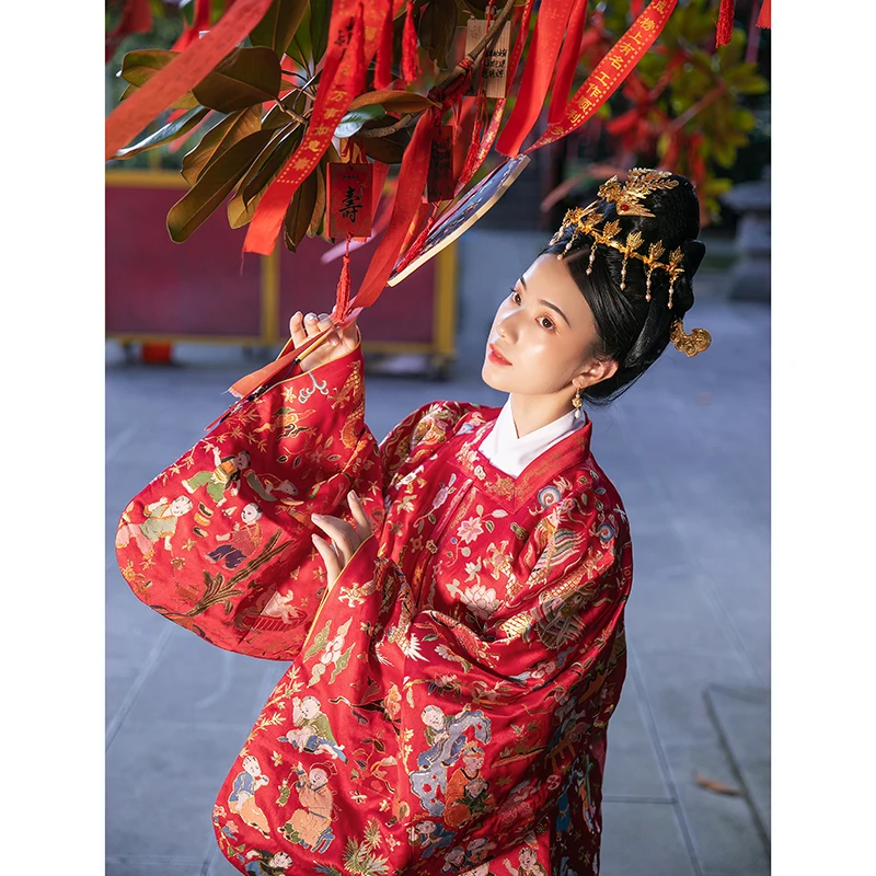 Red Hanfu Wedding Dress Series Baiziyi Mangpao Men and Women Xiabi SHAWL ROBE HANFU DRAGON HANFU