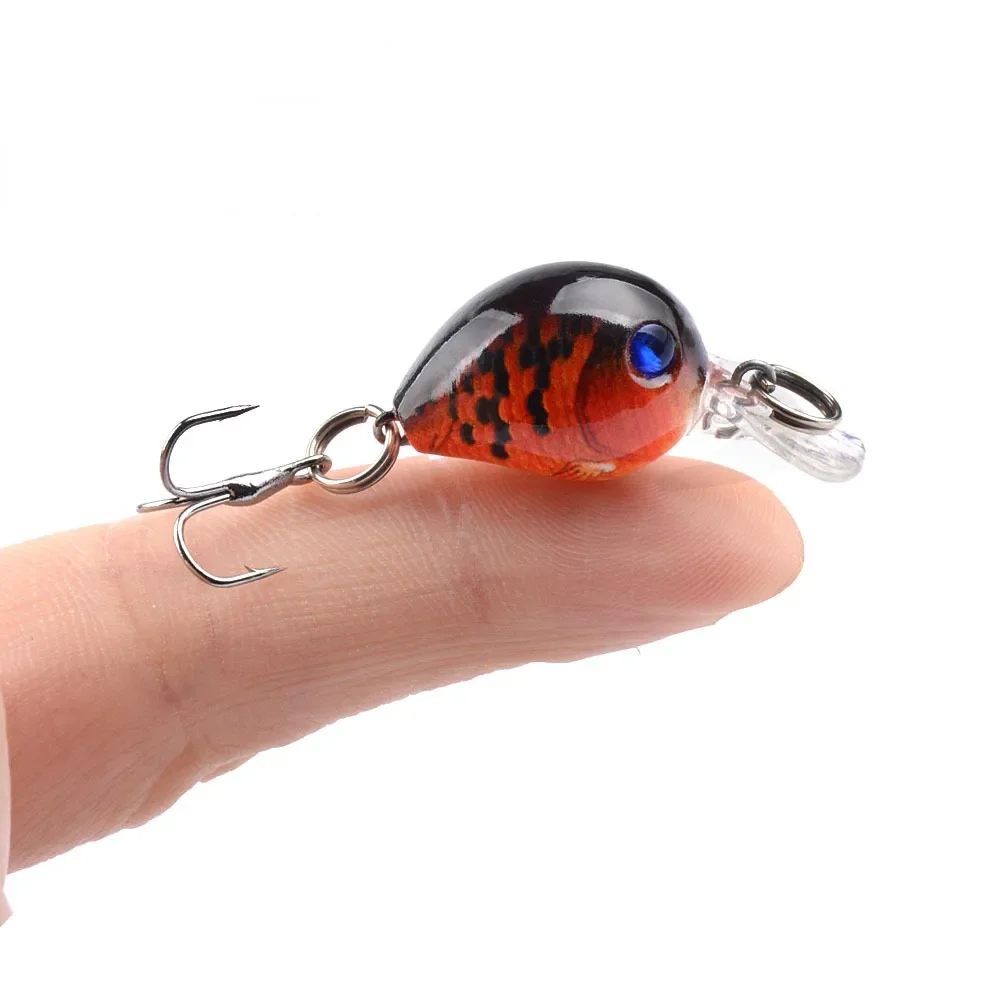 New Fishing Carp Wobbler CrankBait BKK Single Hook Rock Luya Laser Fake Lure Little Fat Man Floating Water 3.3CM/2G