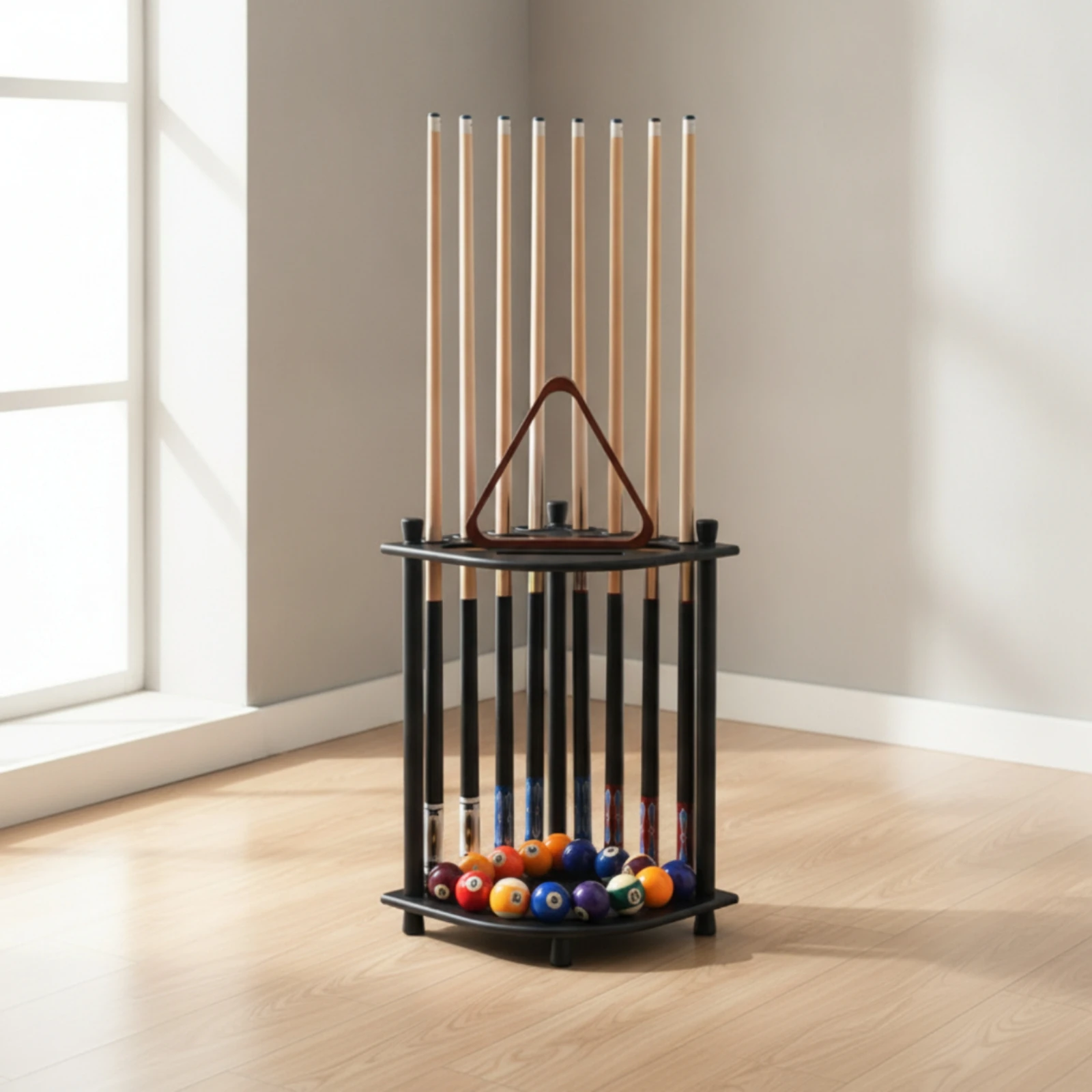 Freestanding Billiard Cue Rack Space-Saving Freestanding Billiard Storage Rack Floor Pool Cue Holder Organized